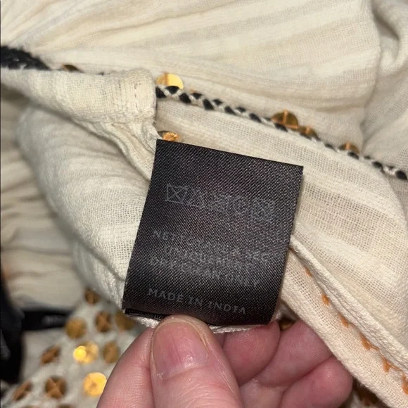 Isabel Marant Ivory Blouse with Matte Gold Sequin and Black Embroidery - Picture 10 of 11